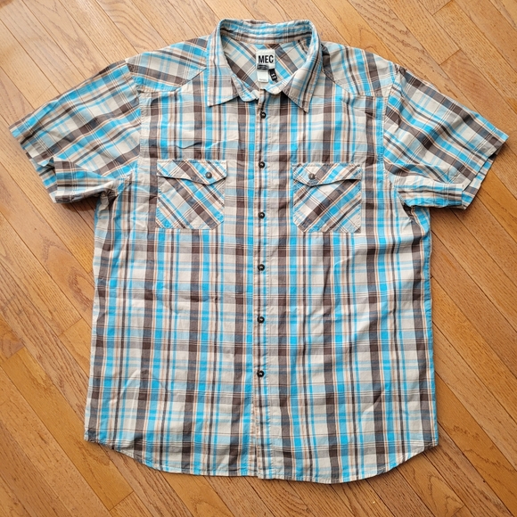MEC Organic Cotton Casual Men's Plaid Outdoor Hiking Button Up XXL - Picture 1 of 11